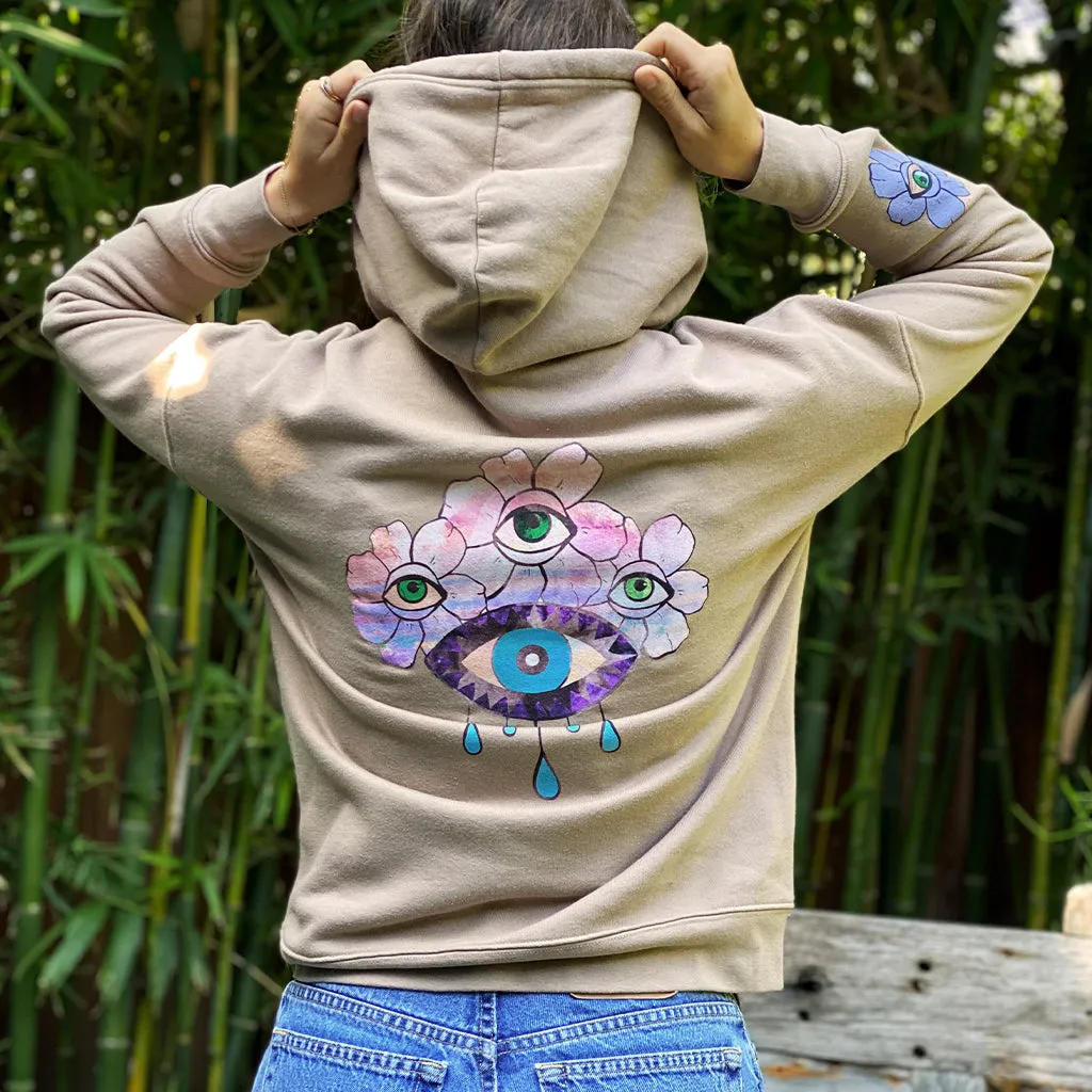 FLOWER CROWN TAUPE HOODIE