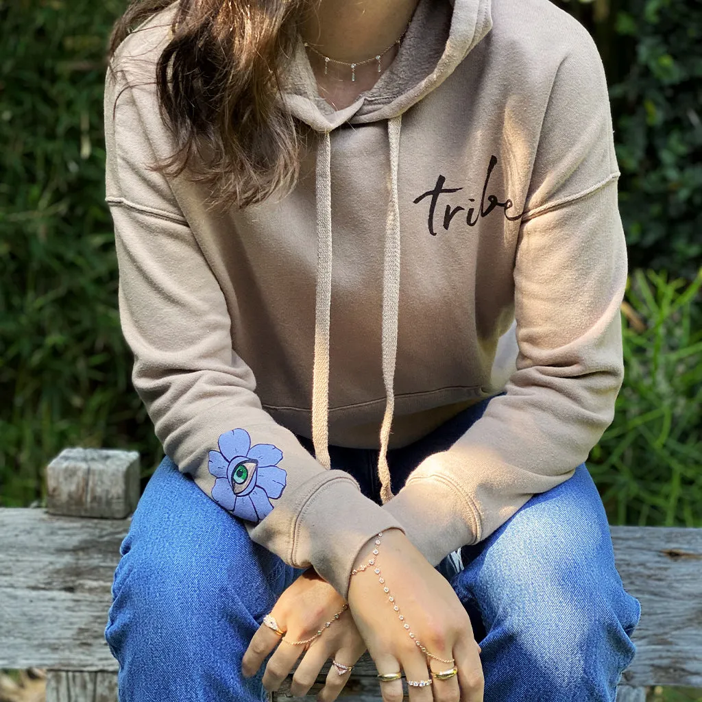 FLOWER CROWN TAUPE HOODIE