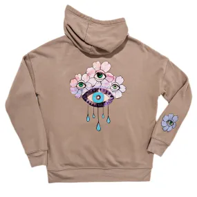 FLOWER CROWN TAUPE HOODIE