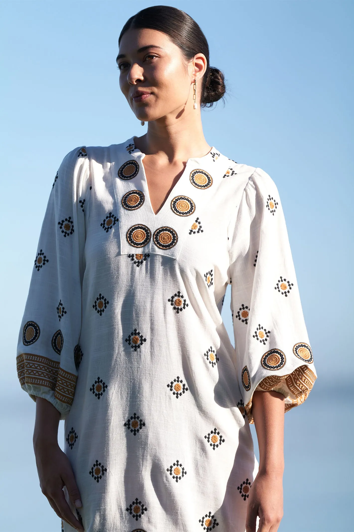Foil FO7946 Well Crafted Embroidered Linen Dress