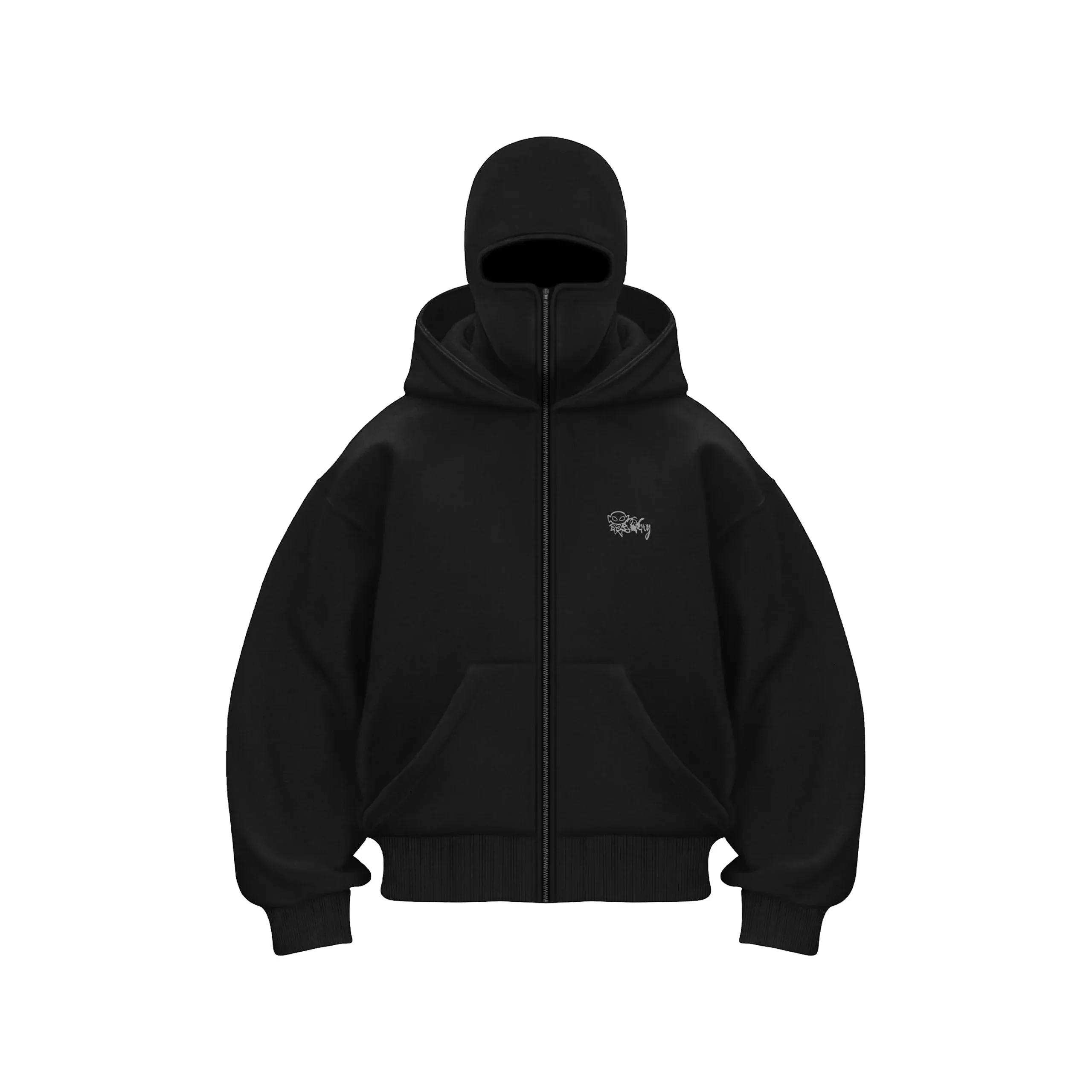 Frost-Punk Star Hoodie – Vintage Fleece-Lined Gothic Zip-Up for Autumn & Winter Style Rebels
