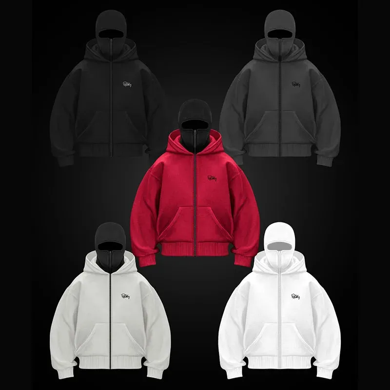 Frost-Punk Star Hoodie – Vintage Fleece-Lined Gothic Zip-Up for Autumn & Winter Style Rebels