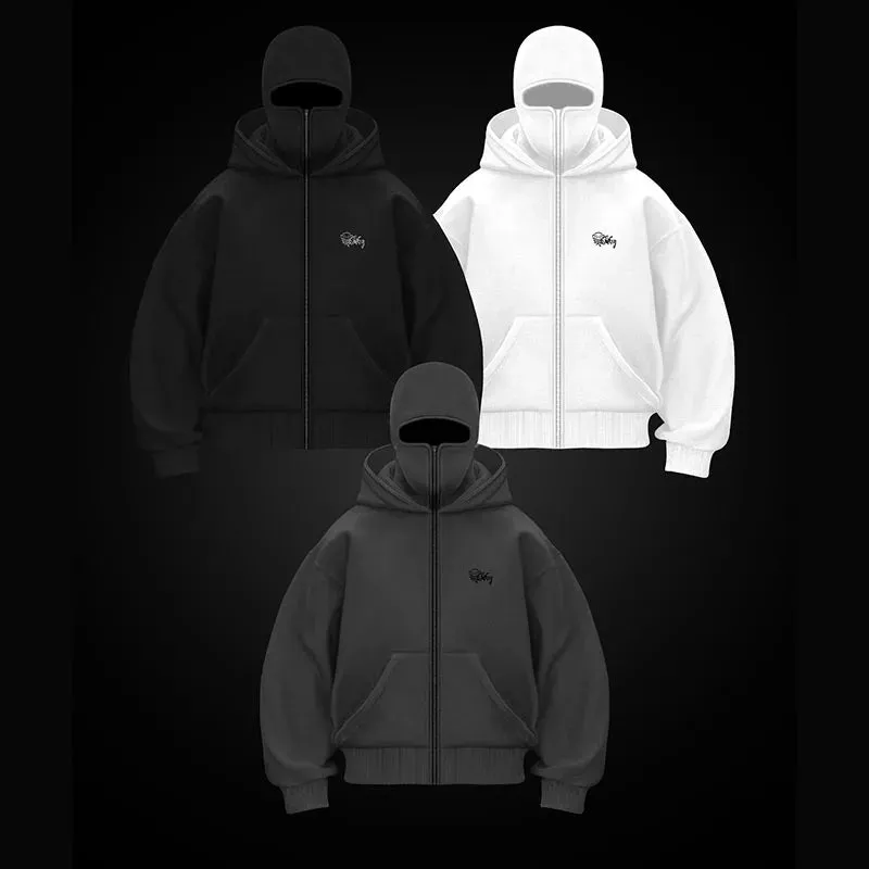 Frost-Punk Star Hoodie – Vintage Fleece-Lined Gothic Zip-Up for Autumn & Winter Style Rebels