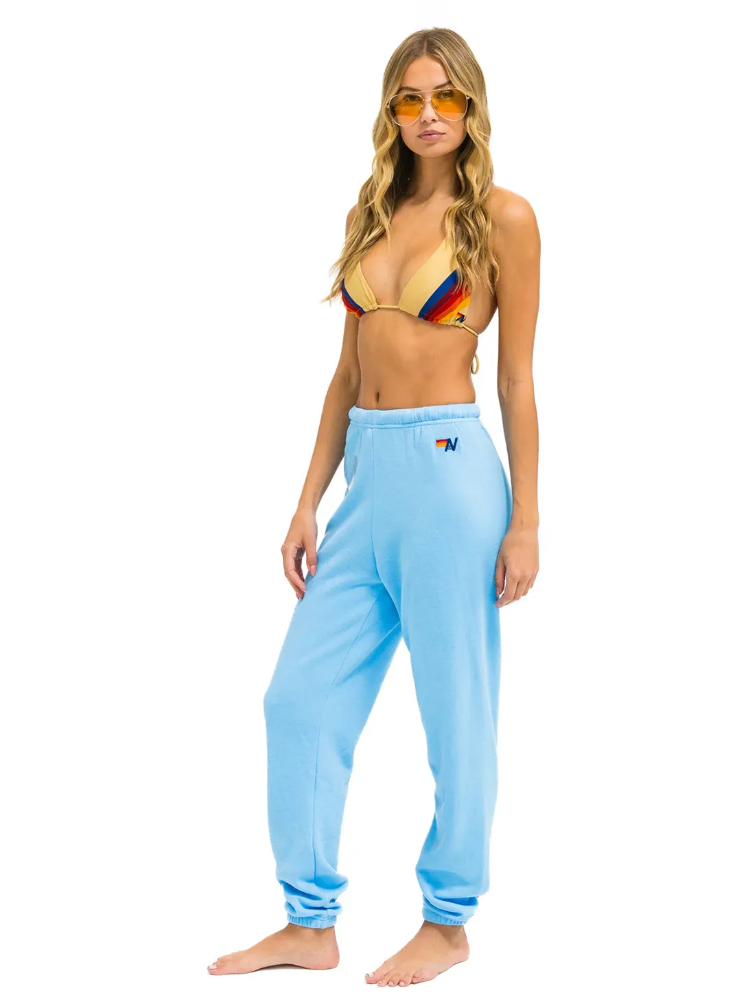 Glitter Heart Sweatpant - Sky Blue