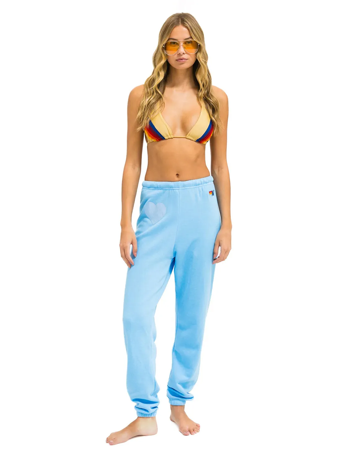 Glitter Heart Sweatpant - Sky Blue