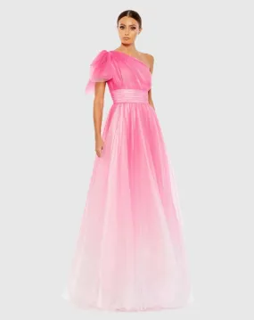 Glitter Ombre Ruffled One Shoulder Ballgown