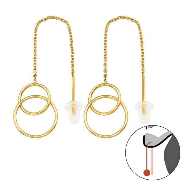 Gold Double hoop threaders