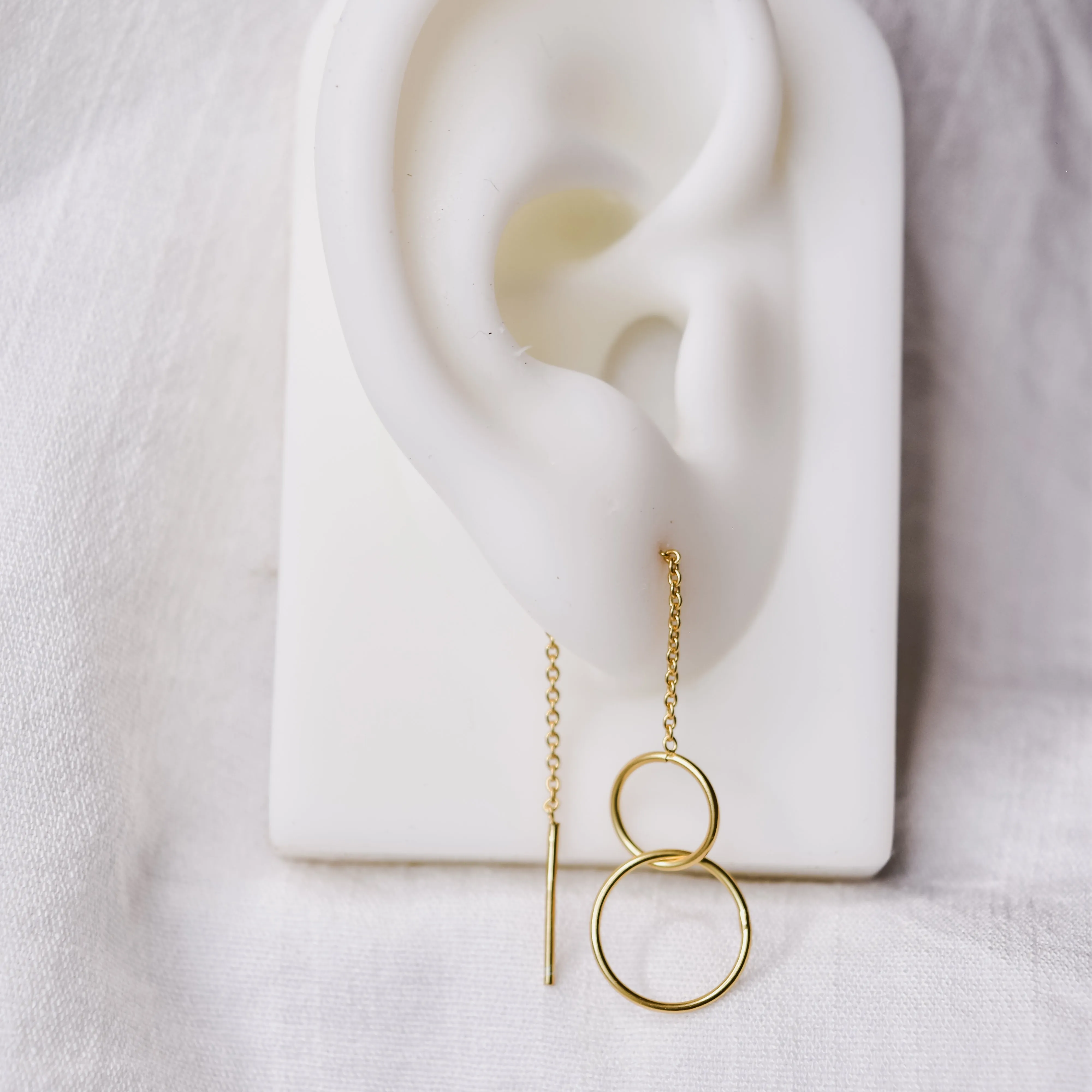 Gold Double hoop threaders