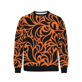 GORGIOUS ORNG LEAF Men's Rib Cuff Crew Neck Sweatshirt