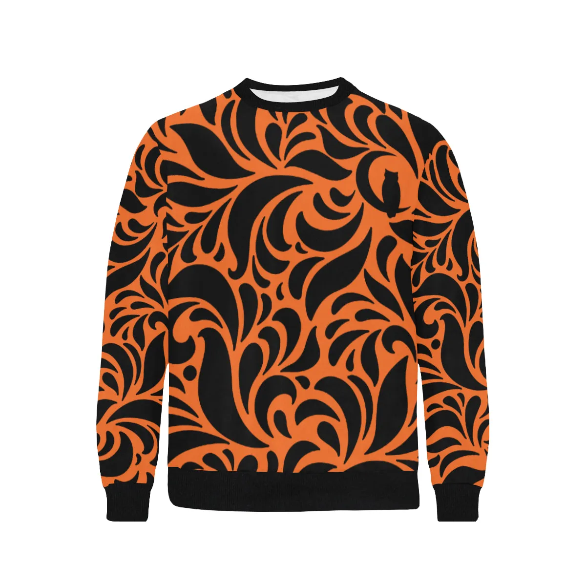 GORGIOUS ORNG LEAF Men's Rib Cuff Crew Neck Sweatshirt