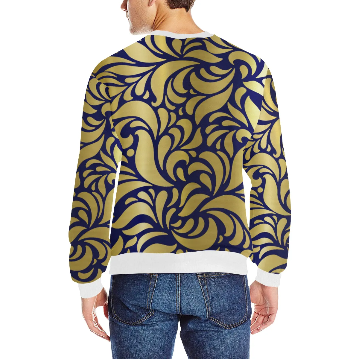 GORGIOUS ROYAL LEAF Men's Rib Cuff Crew Neck Sweatshirt