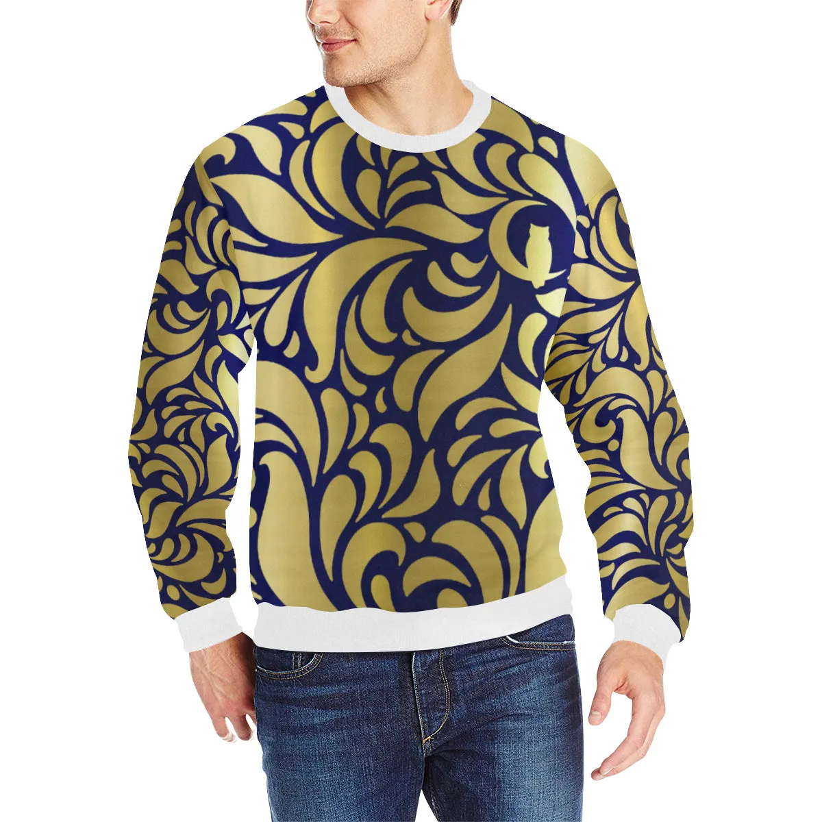 GORGIOUS ROYAL LEAF Men's Rib Cuff Crew Neck Sweatshirt