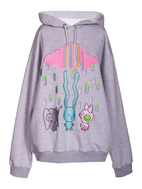 Grey Embroidered Hoodie