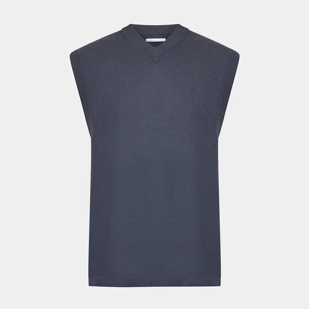 Grey Fine Merino V-Neck Vest