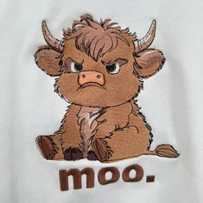 Grumpy Highland Cow Embroidered YOUTH Crewneck Sweatshirt