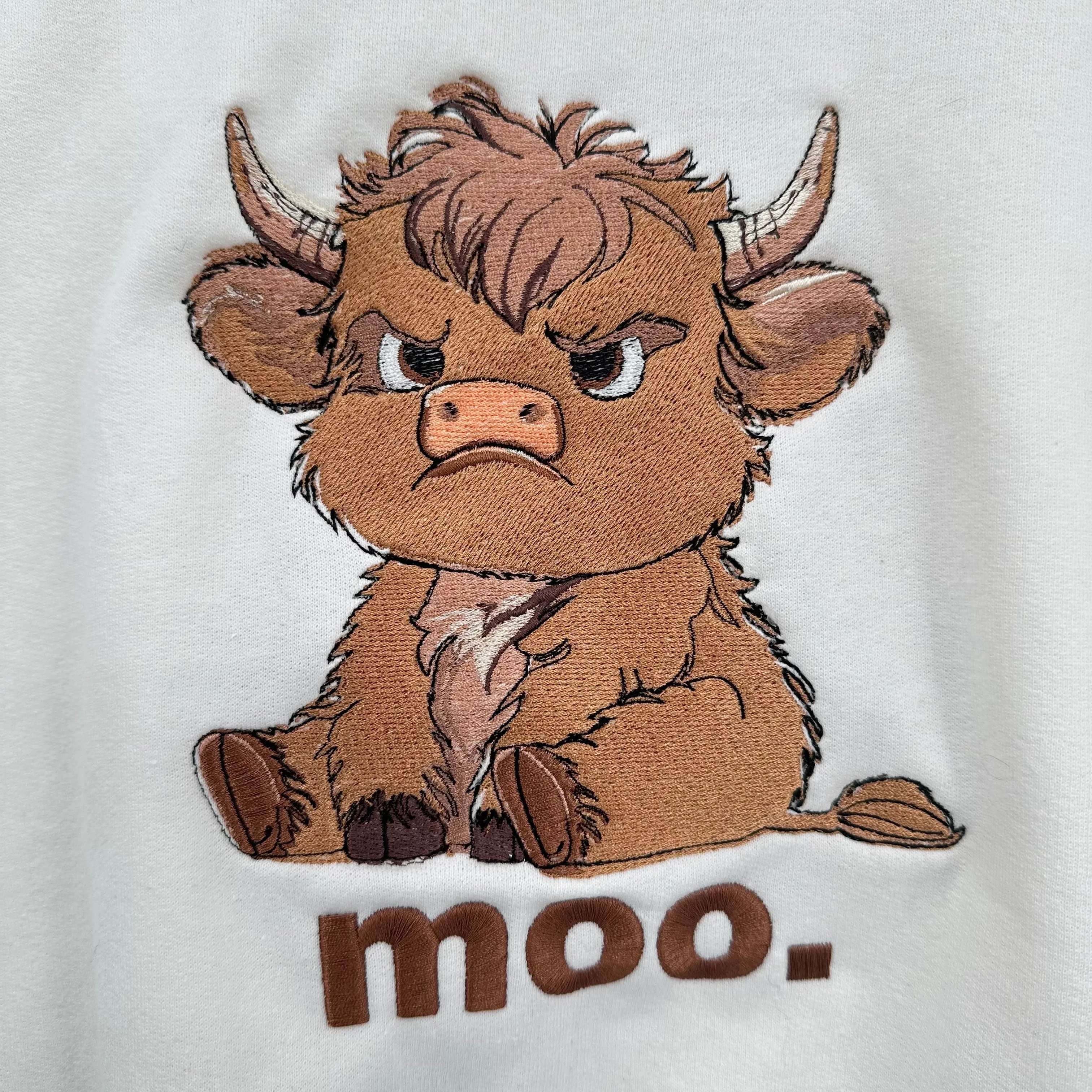 Grumpy Highland Cow Embroidered YOUTH Crewneck Sweatshirt
