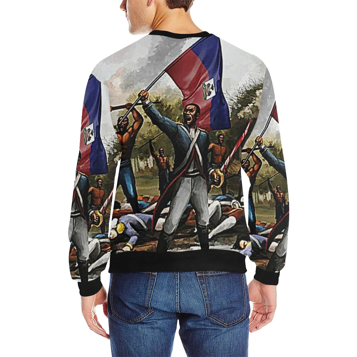 HAITI REVOLUTION Men's Rib Cuff Crew Neck Sweatshirt
