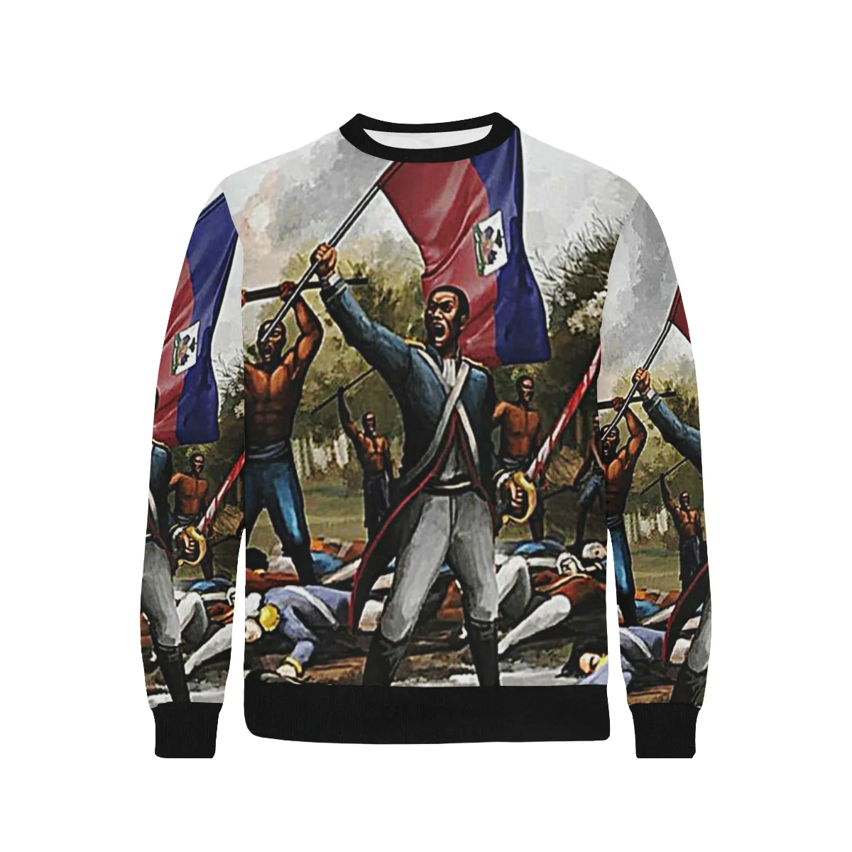 HAITI REVOLUTION Men's Rib Cuff Crew Neck Sweatshirt