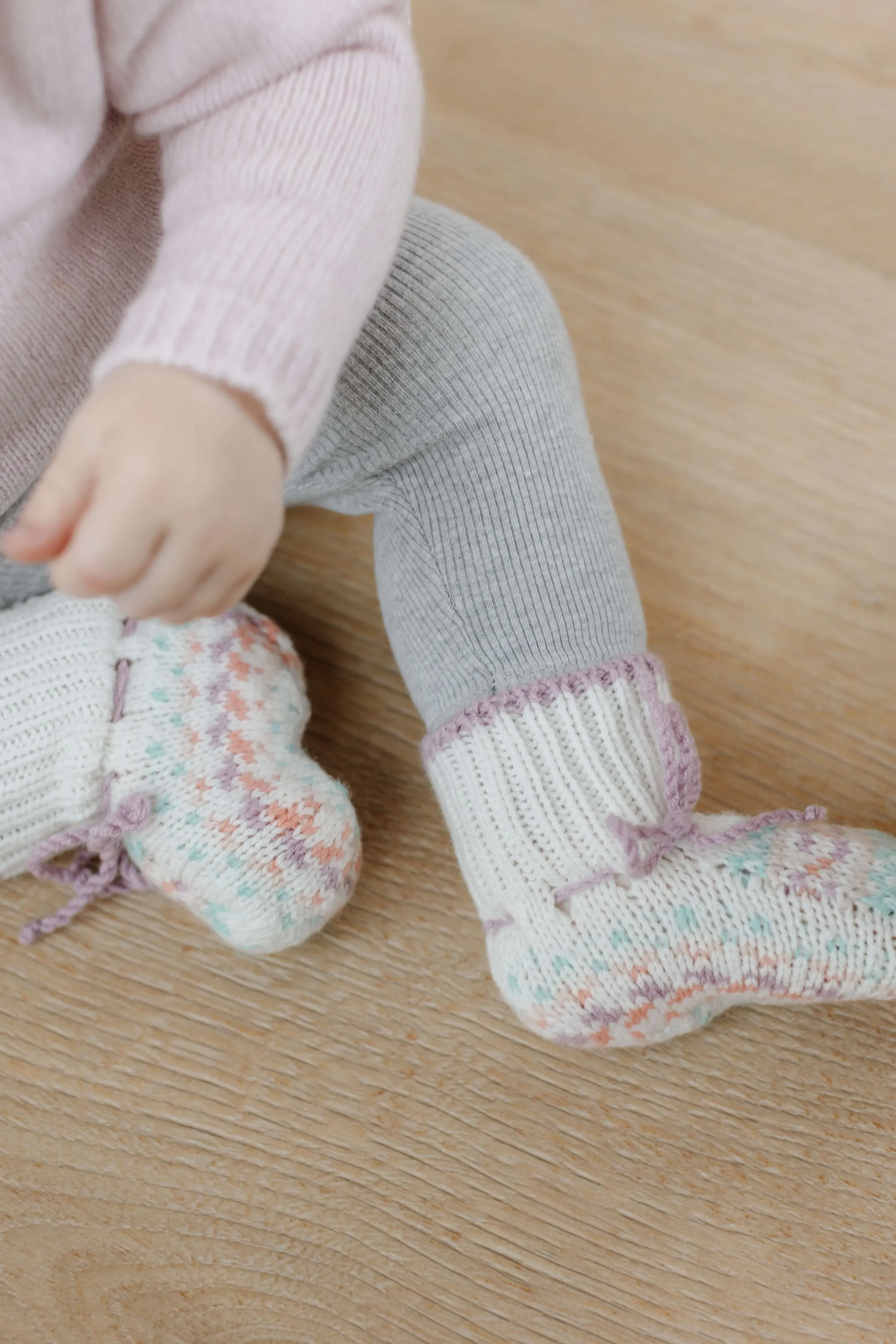 Hand Knit Fairisle Cashmere Baby Booties