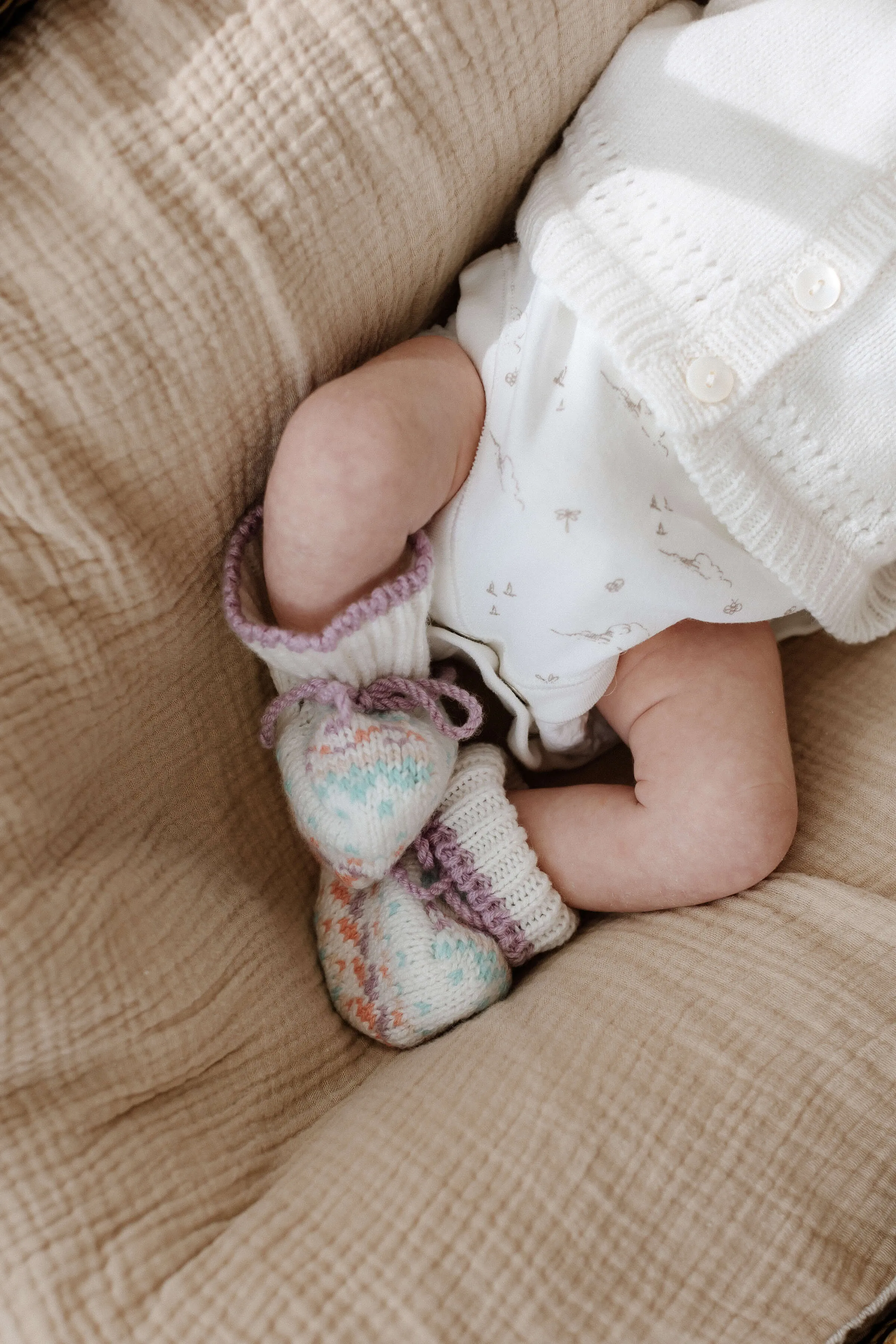 Hand Knit Fairisle Cashmere Baby Booties