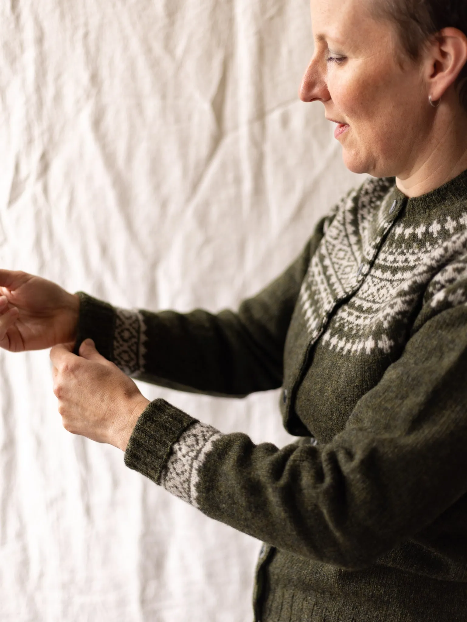 Harley of Scotland ~ Supersoft Two Tone Fairisle Cardi