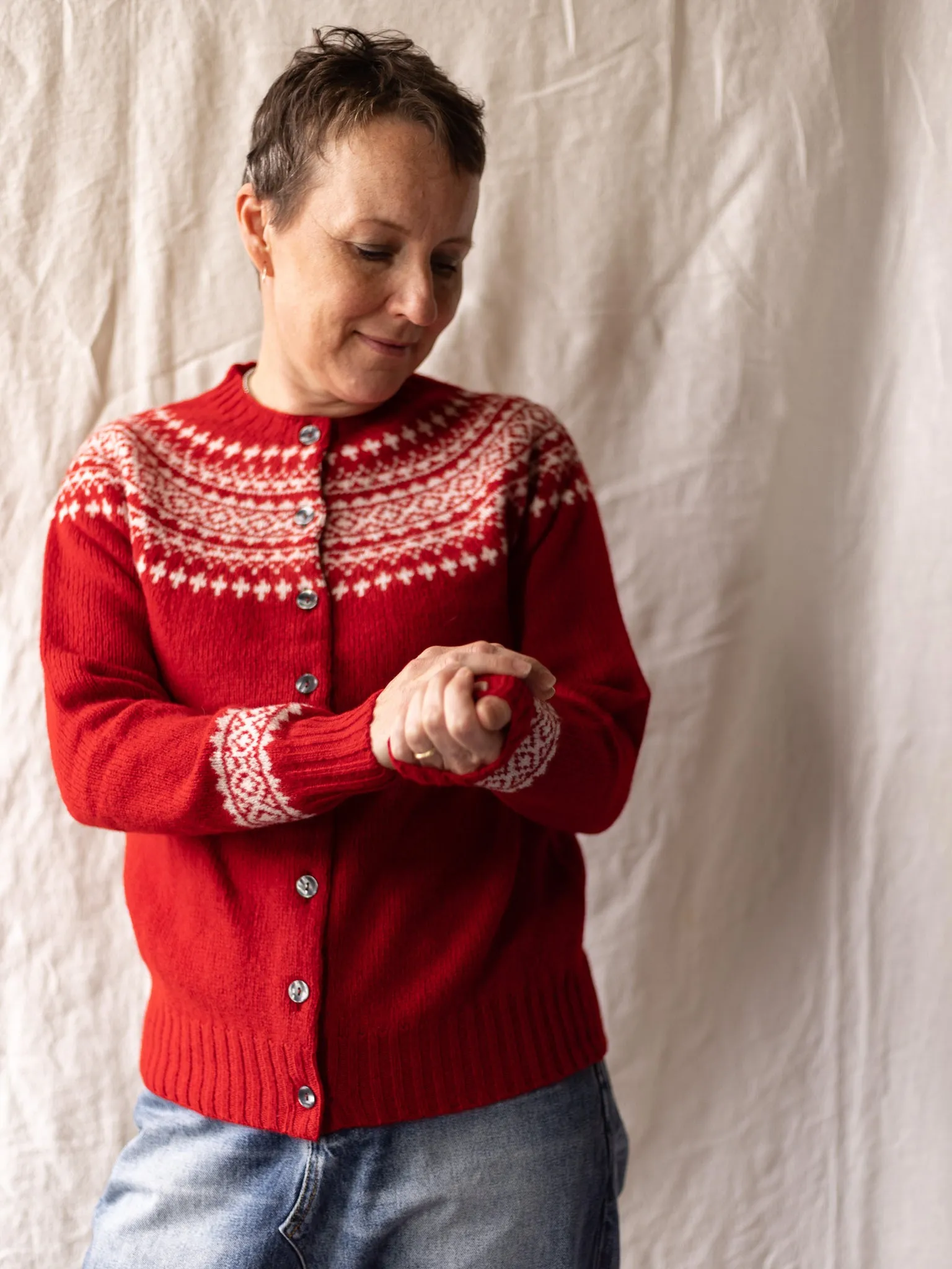 Harley of Scotland ~ Supersoft Two Tone Fairisle Cardi