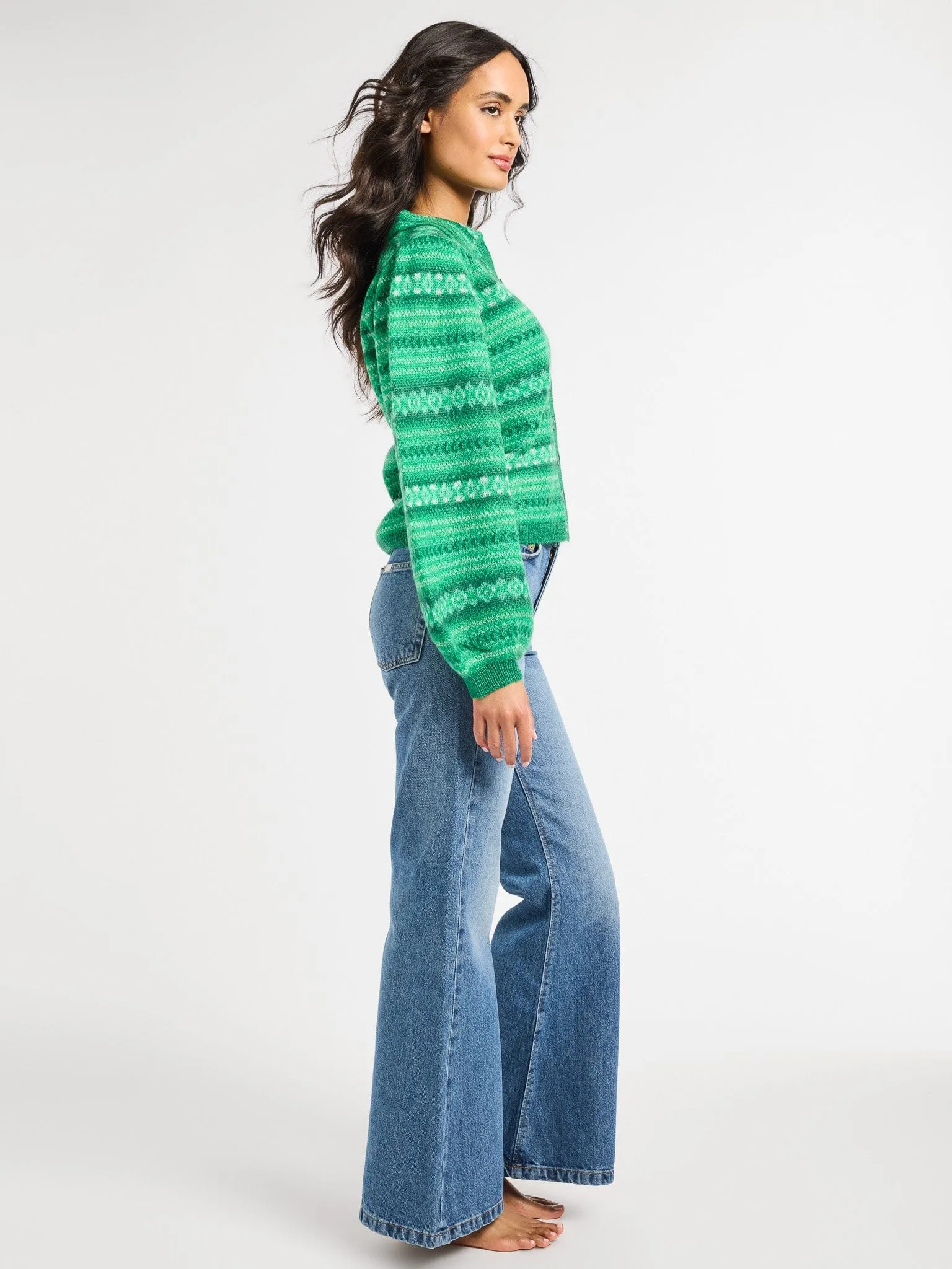 Irene Cardigan in Kelly Fairisle
