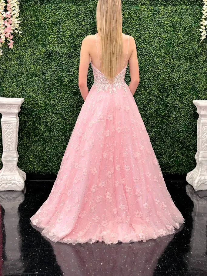 Johnathan Kayne 31264 Size 2 Pink Sequin Lace Shimmer Ballgown Prom Dress