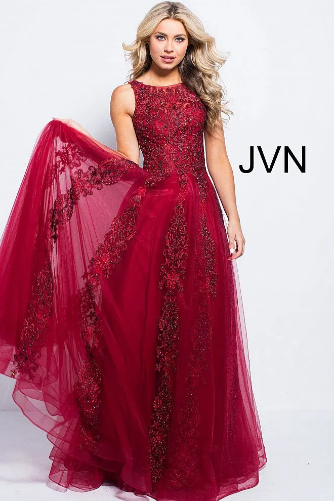 Jovani 59046 High Neck Ballgown Prom Dress Tulle Lace Formal Gown