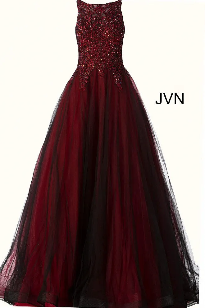Jovani 59046 High Neck Ballgown Prom Dress Tulle Lace Formal Gown