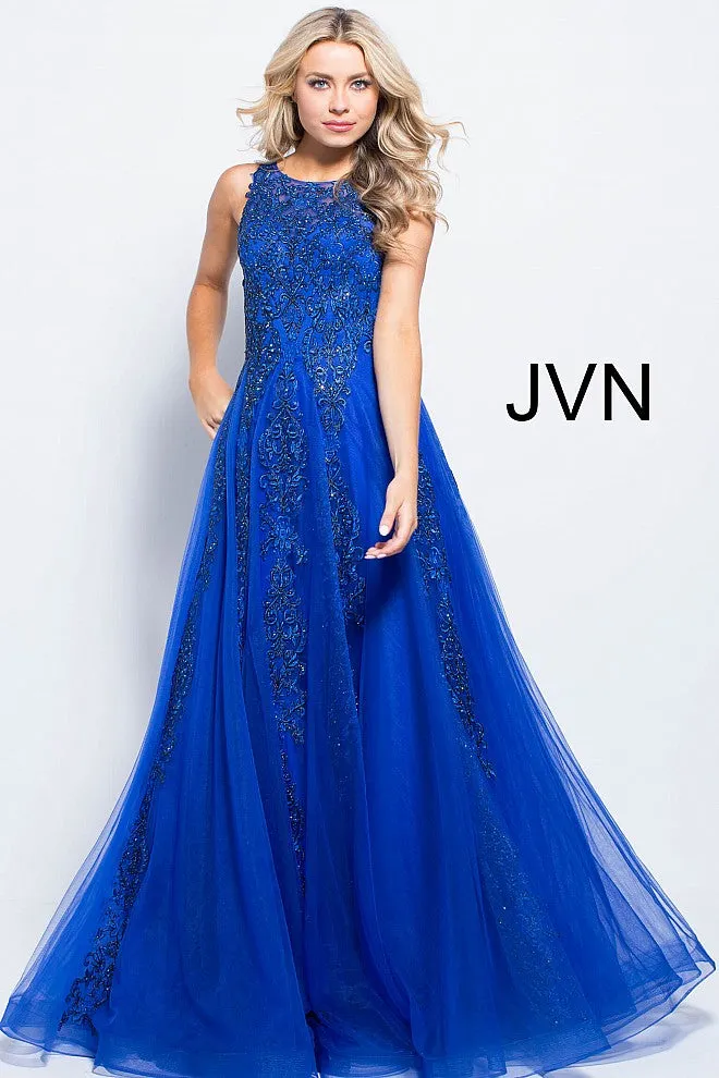 Jovani 59046 High Neck Ballgown Prom Dress Tulle Lace Formal Gown