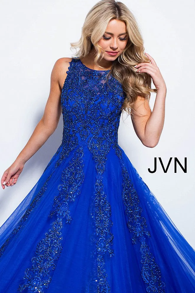 Jovani 59046 High Neck Ballgown Prom Dress Tulle Lace Formal Gown
