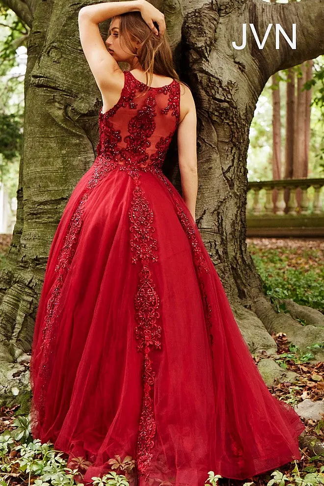 Jovani 59046 High Neck Ballgown Prom Dress Tulle Lace Formal Gown