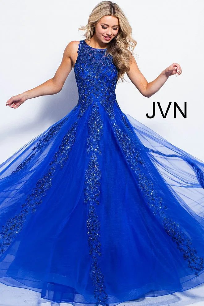 Jovani 59046 High Neck Ballgown Prom Dress Tulle Lace Formal Gown