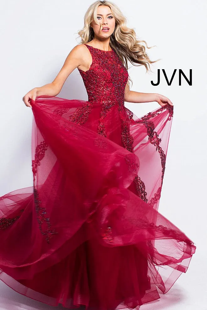 Jovani 59046 High Neck Ballgown Prom Dress Tulle Lace Formal Gown