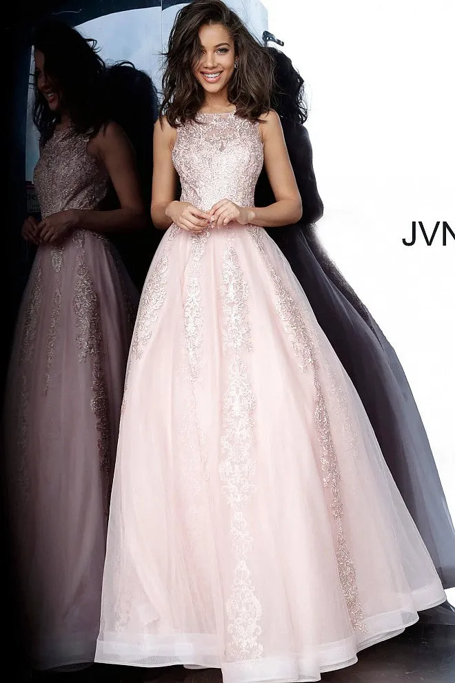 Jovani 59046 High Neck Ballgown Prom Dress Tulle Lace Formal Gown