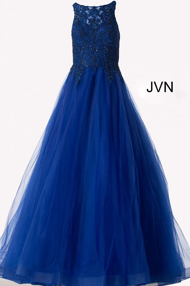 Jovani 59046 High Neck Ballgown Prom Dress Tulle Lace Formal Gown