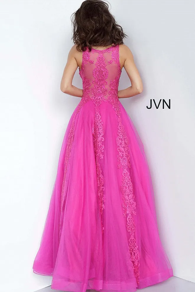 Jovani 59046 High Neck Ballgown Prom Dress Tulle Lace Formal Gown