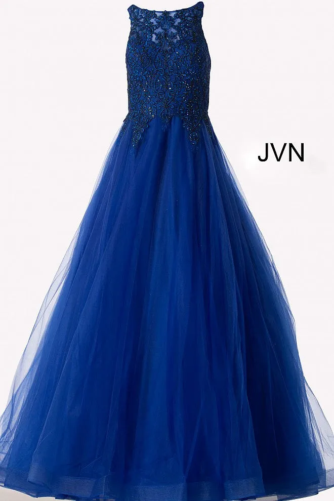 Jovani 59046 High Neck Ballgown Prom Dress Tulle Lace Formal Gown