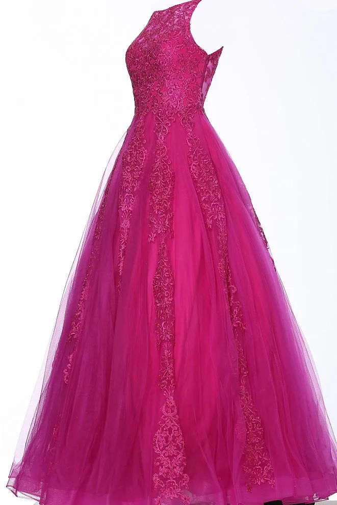 Jovani 59046 High Neck Ballgown Prom Dress Tulle Lace Formal Gown