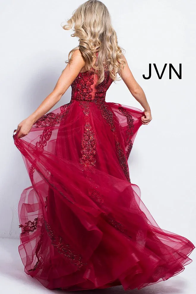 Jovani 59046 High Neck Ballgown Prom Dress Tulle Lace Formal Gown