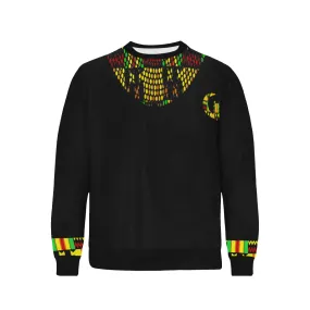 KENTE RAS STRASS Men's Rib Cuff Crew Neck Sweatshirt