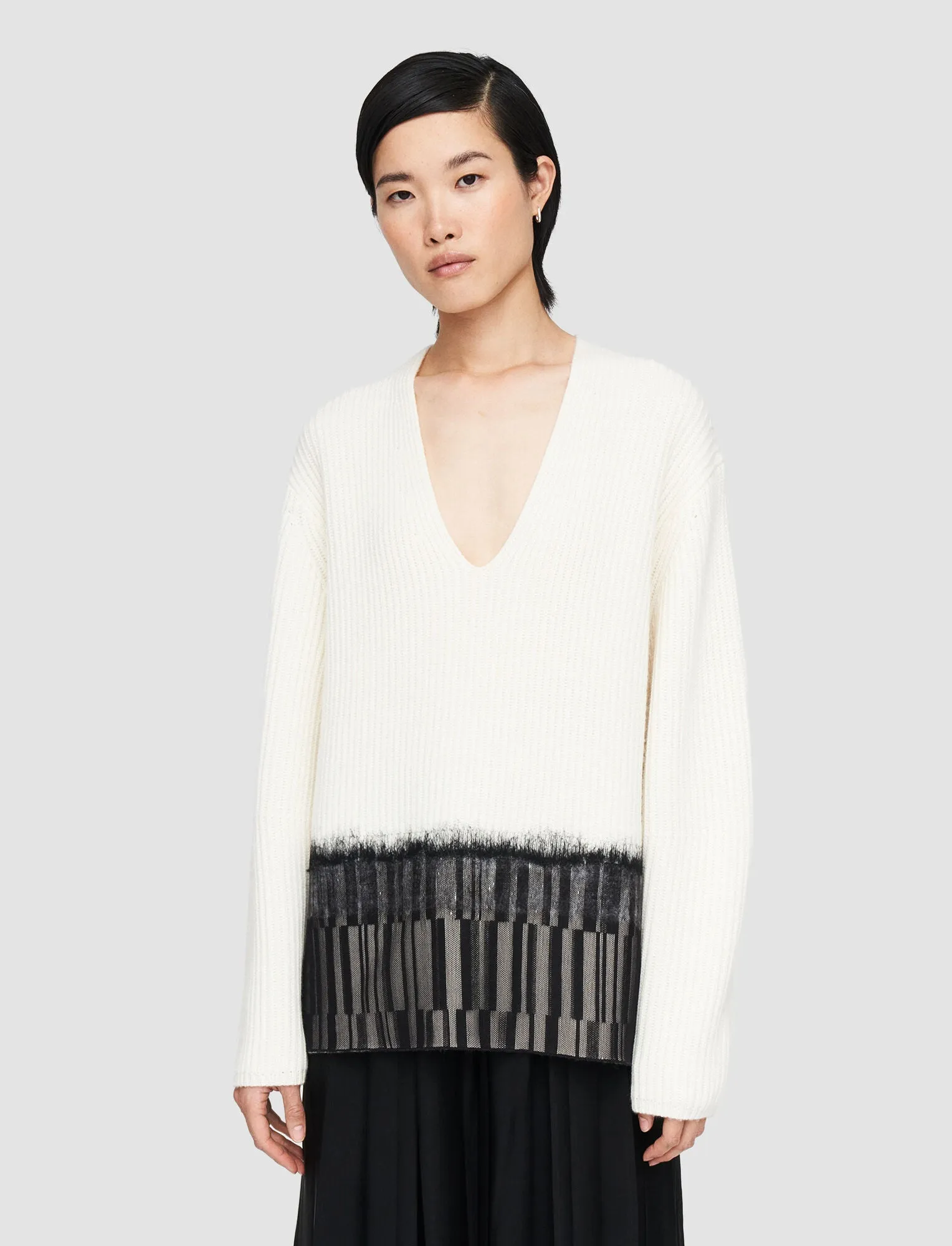 Knit & Lace V Neck Jumper