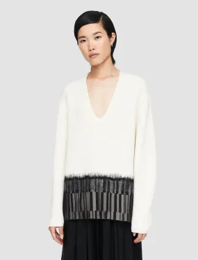 Knit & Lace V Neck Jumper