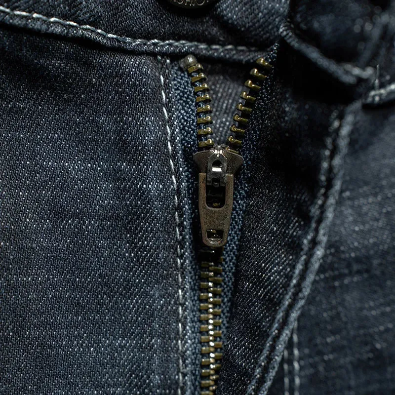 KSTUN Ripped Jeans Men Slim Fit Dark Blue Stretch Denim Pants Streetwear Hip Hop Motocycle Jeans Distressed Frayed Cowboys Homme