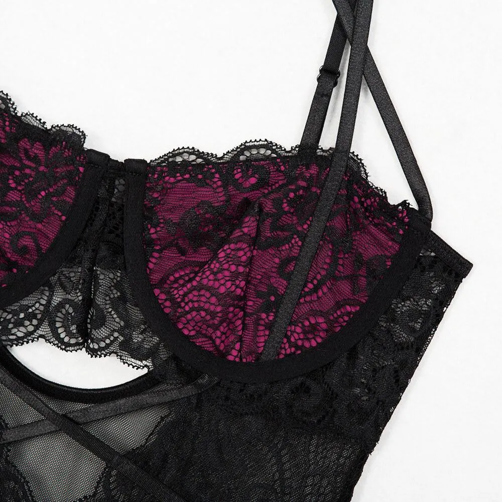 Lace Cutout Spaghetti Strap Bodysuits