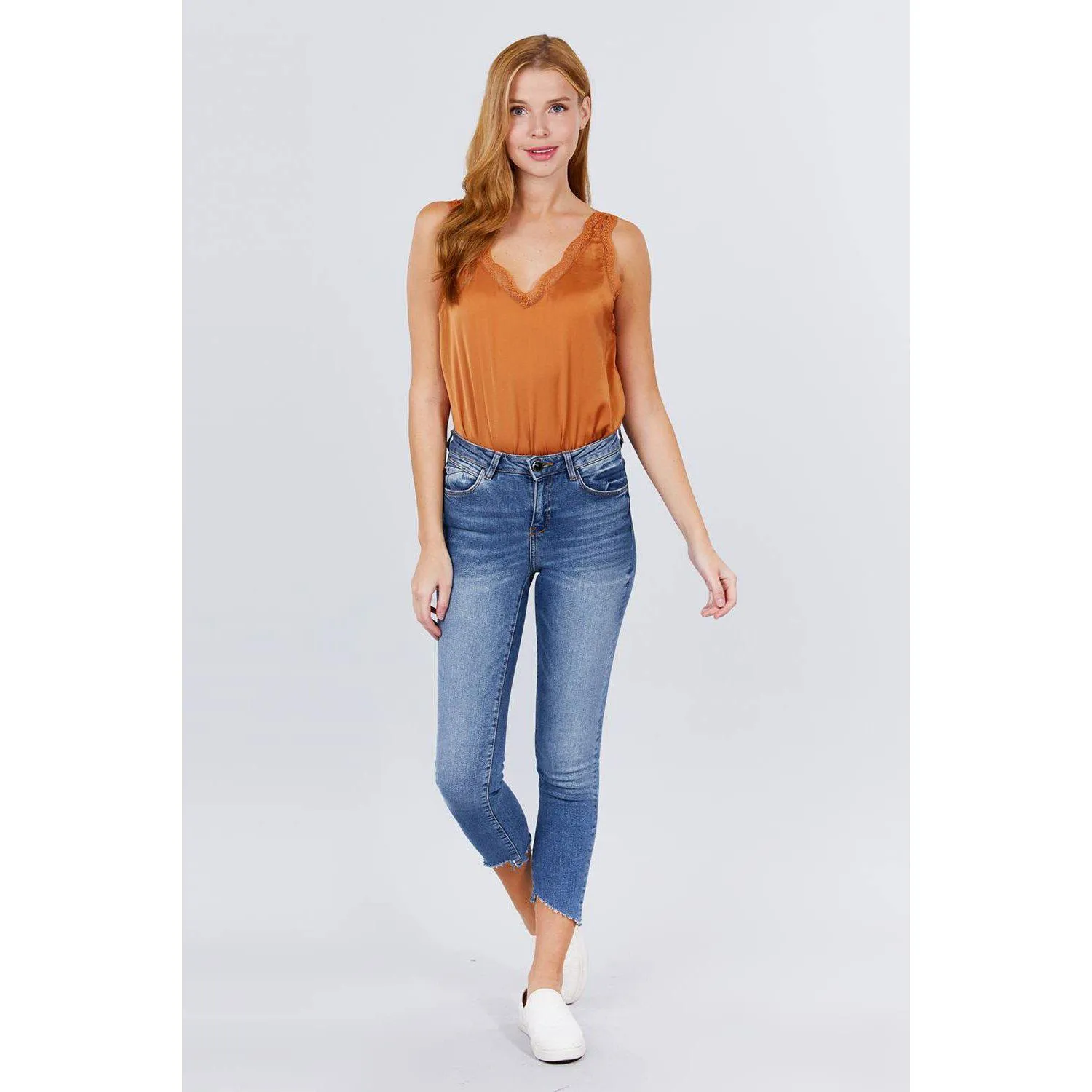 Lace Detail V-neck Woven Bodysuit