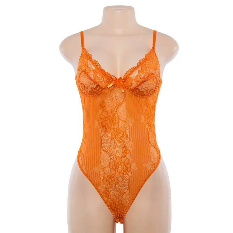Lace Spaghetti Strap Bodysuit