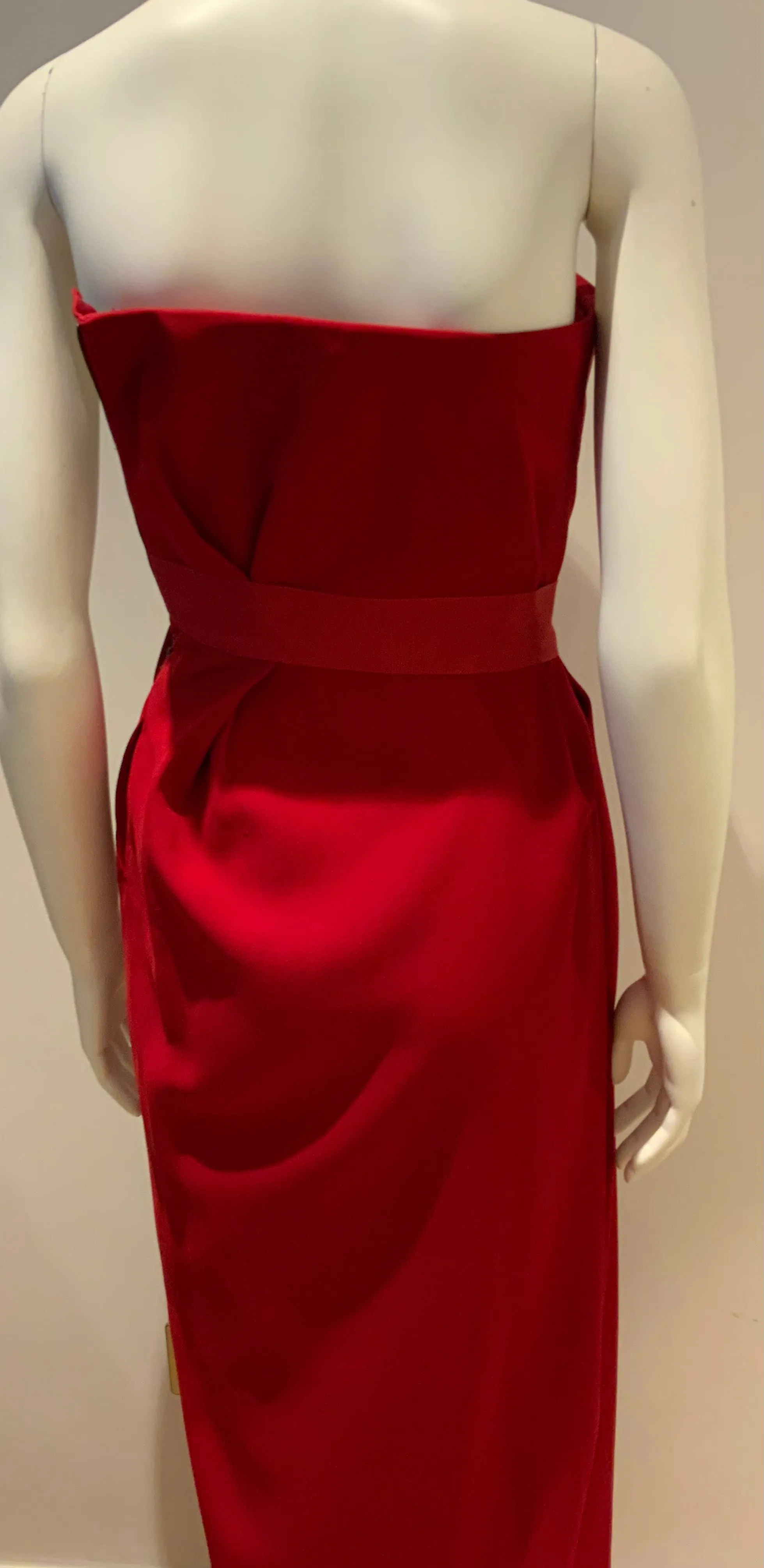 LANVIN Red Strapless wrap-effect silk-crepe gown dress RED CARPET F 36 XS ladies