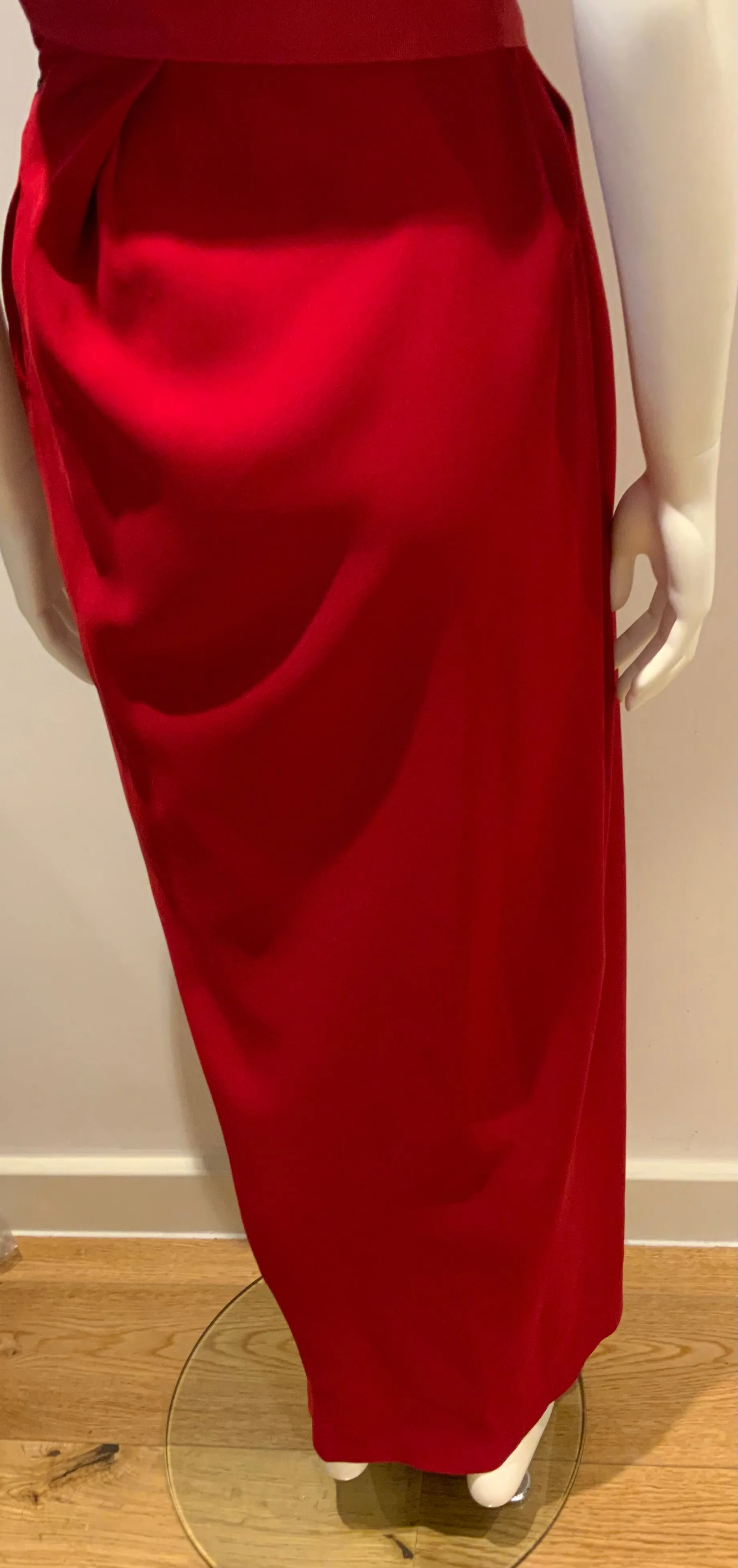 LANVIN Red Strapless wrap-effect silk-crepe gown dress RED CARPET F 36 XS ladies